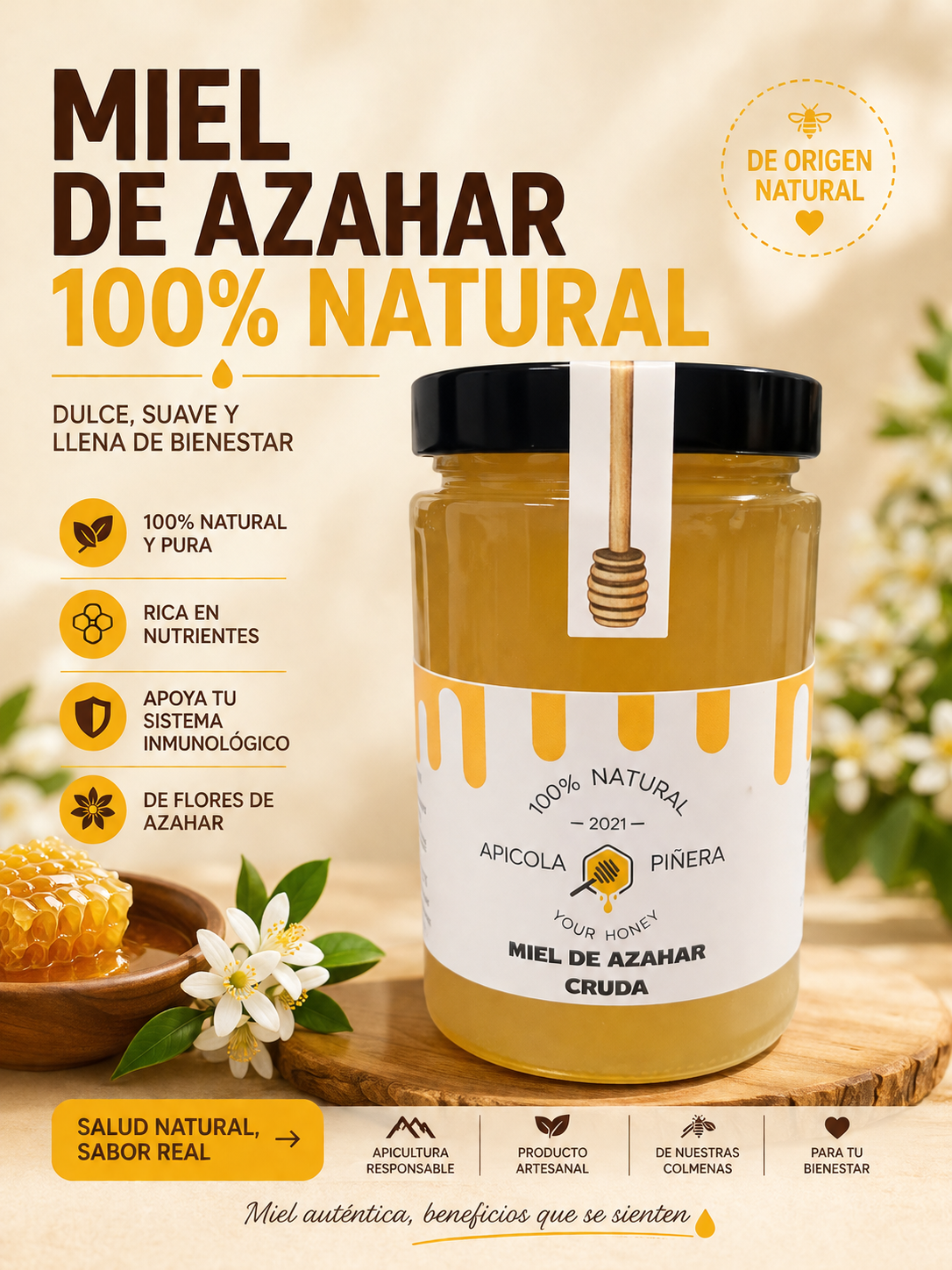 Miel de Azahar Cruda 500gr