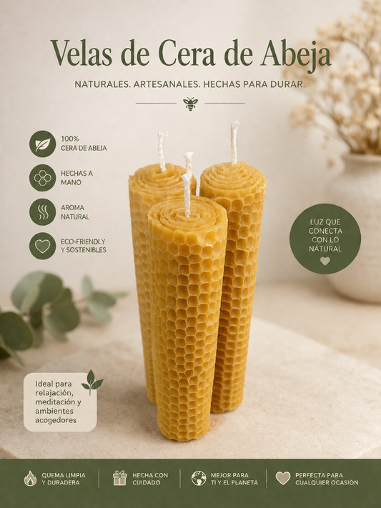 Velas Artesanales Cera de Abeja